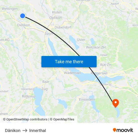 Dänikon to Innerthal map