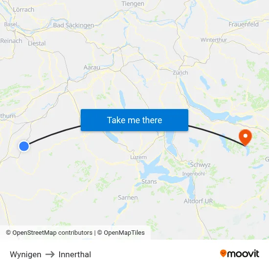 Wynigen to Innerthal map