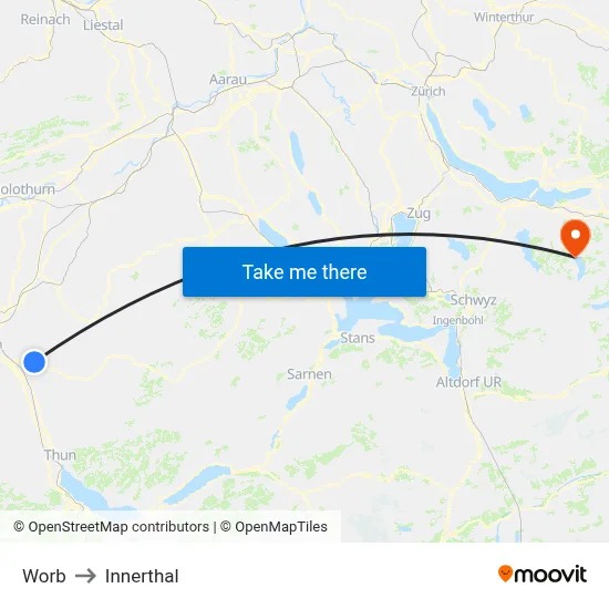 Worb to Innerthal map