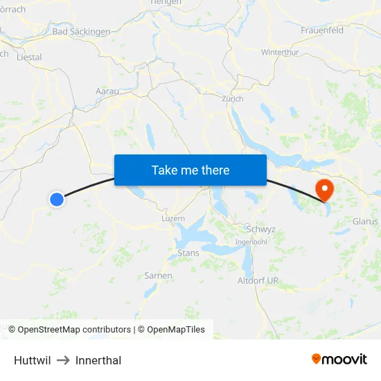 Huttwil to Innerthal map
