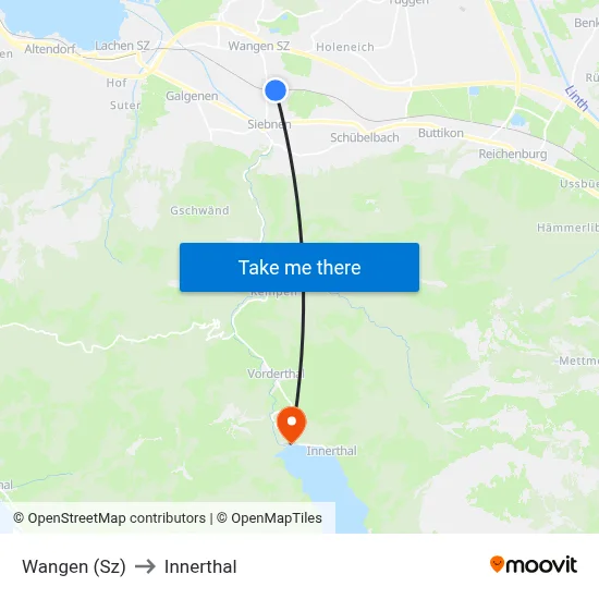 Wangen (Sz) to Innerthal map