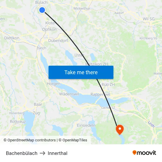 Bachenbülach to Innerthal map