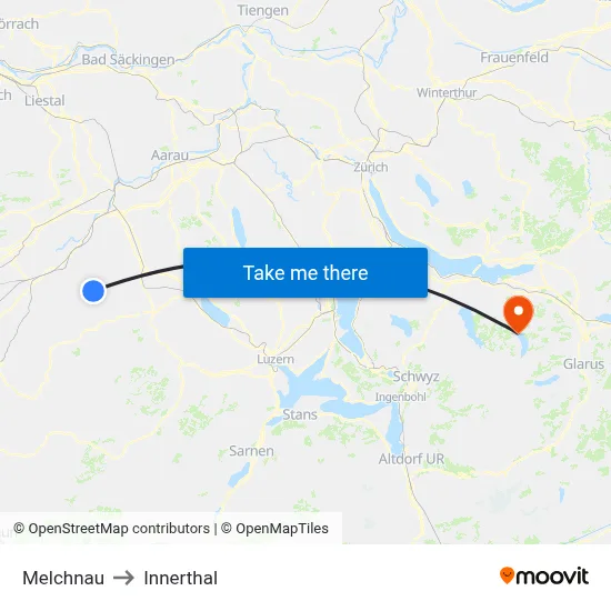 Melchnau to Innerthal map