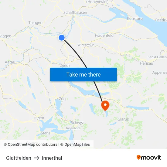 Glattfelden to Innerthal map