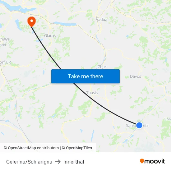 Celerina/Schlarigna to Innerthal map