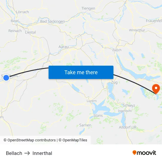 Bellach to Innerthal map