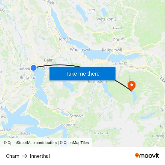 Cham to Innerthal map