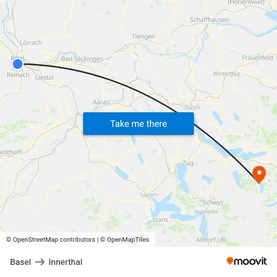 Basel to Innerthal map