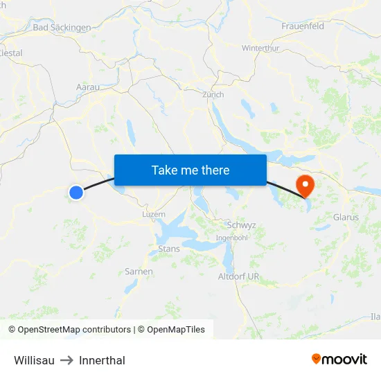 Willisau to Innerthal map