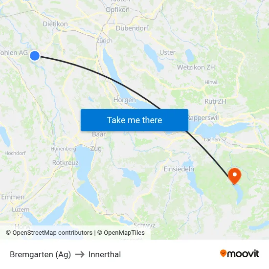 Bremgarten (Ag) to Innerthal map