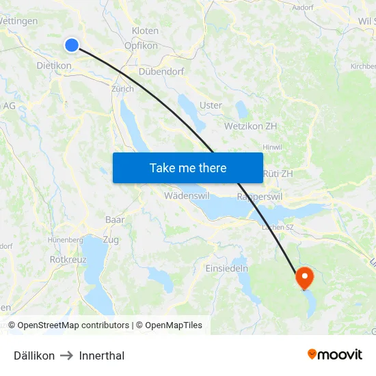 Dällikon to Innerthal map