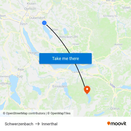 Schwerzenbach to Innerthal map