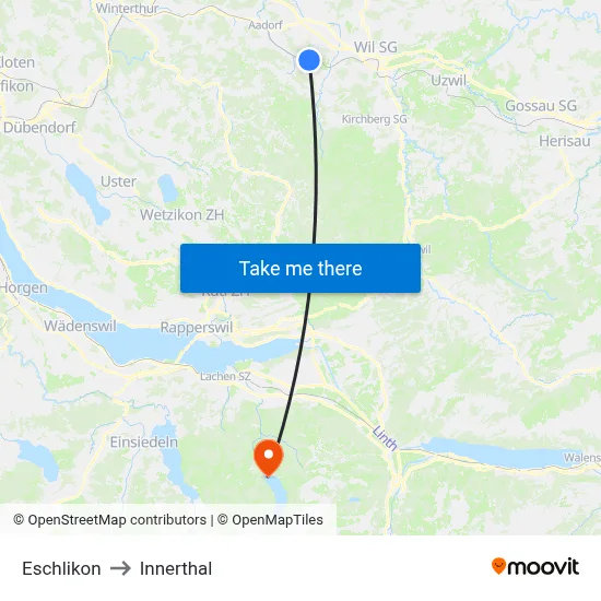 Eschlikon to Innerthal map