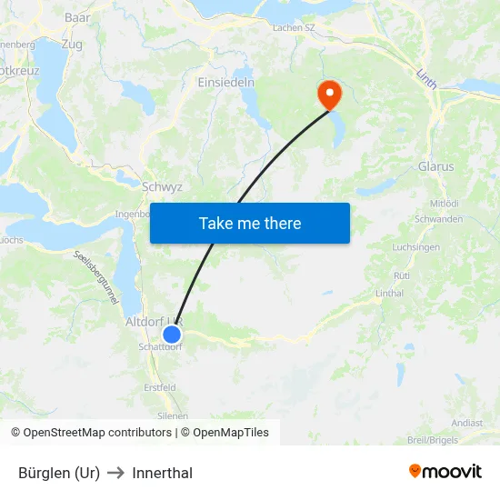 Bürglen (Ur) to Innerthal map