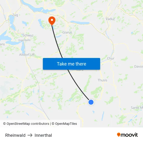 Rheinwald to Innerthal map