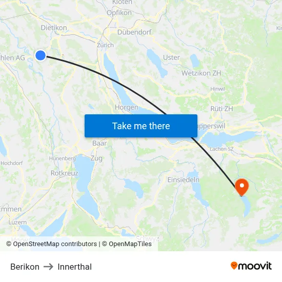 Berikon to Innerthal map