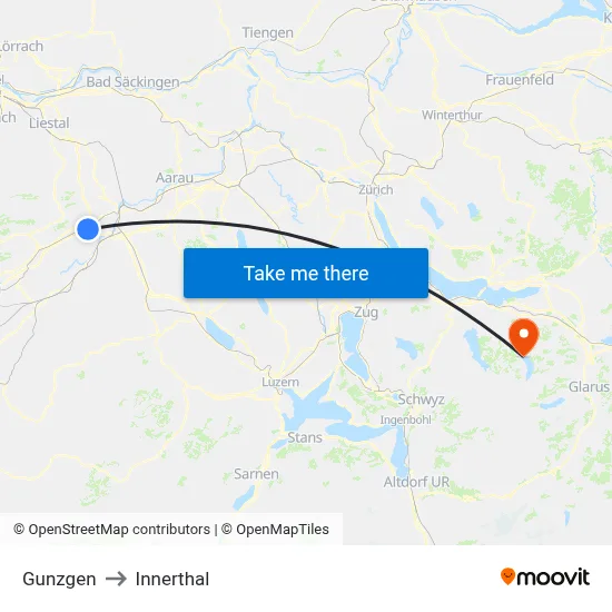 Gunzgen to Innerthal map