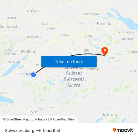 Schwarzenburg to Innerthal map