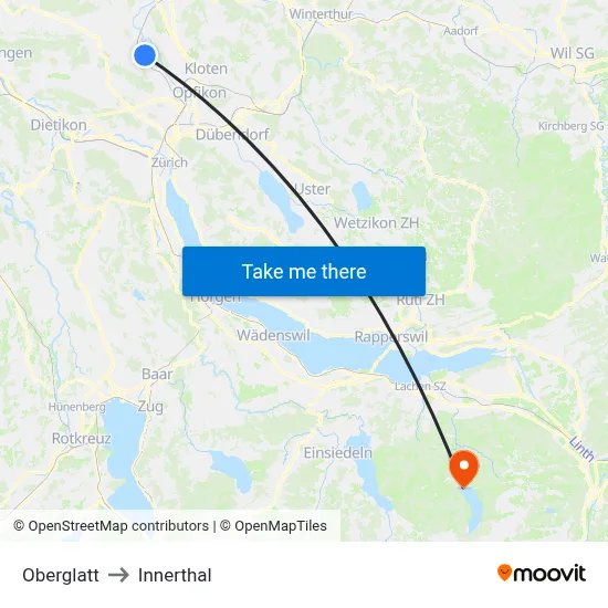 Oberglatt to Innerthal map