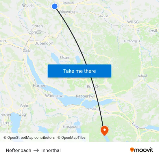 Neftenbach to Innerthal map
