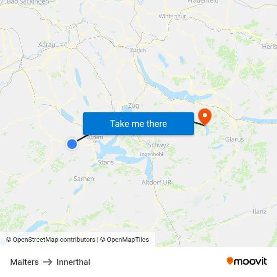 Malters to Innerthal map