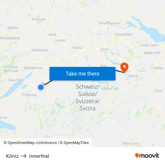 Köniz to Innerthal map