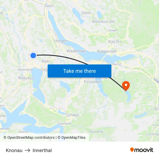 Knonau to Innerthal map
