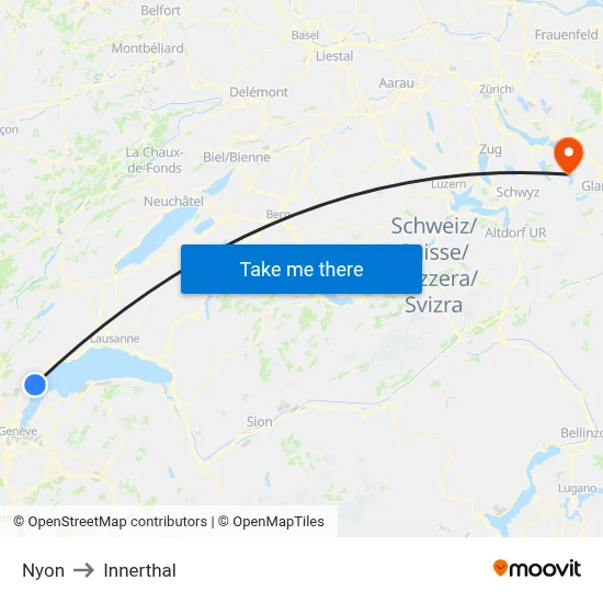 Nyon to Innerthal map