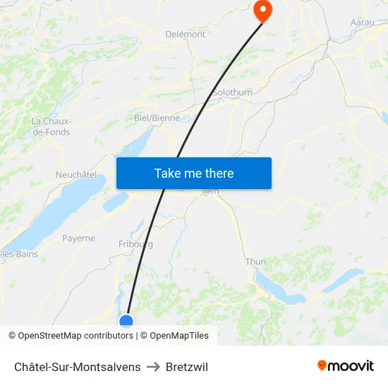 Châtel-Sur-Montsalvens to Bretzwil map