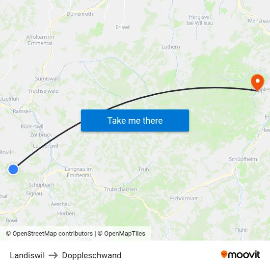 Landiswil to Doppleschwand map