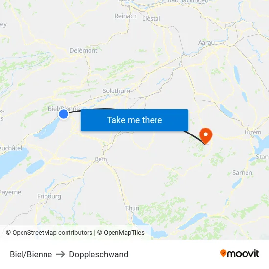 Biel/Bienne to Doppleschwand map