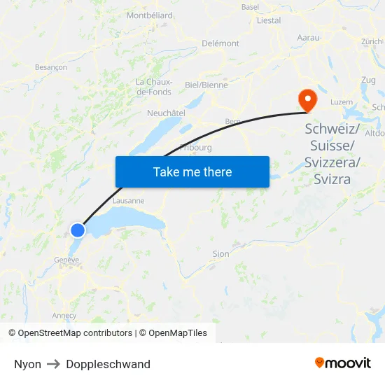 Nyon to Doppleschwand map
