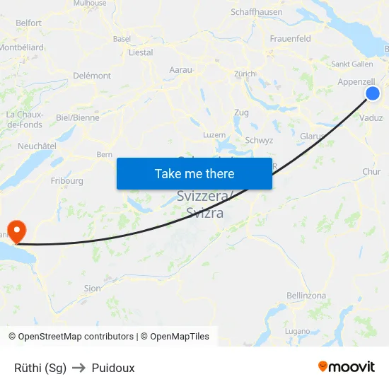 Rüthi (Sg) to Puidoux map