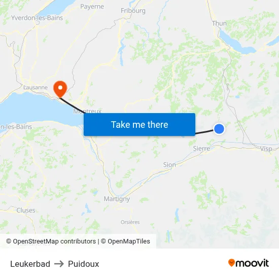 Leukerbad to Puidoux map