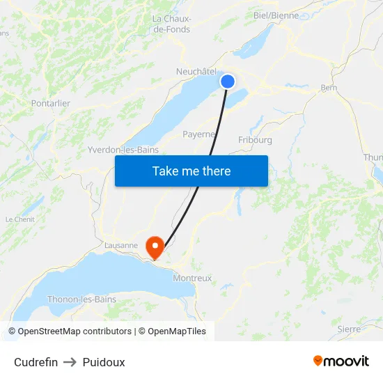 Cudrefin to Puidoux map