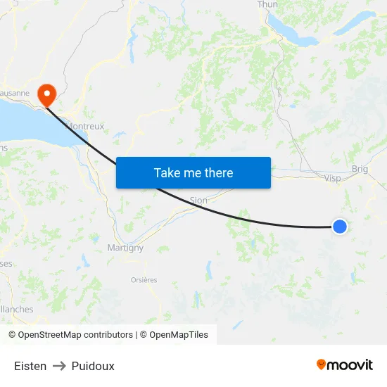 Eisten to Puidoux map