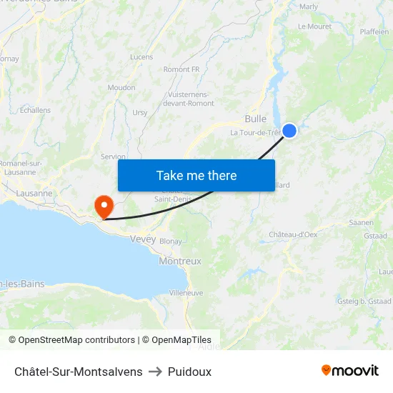 Châtel-Sur-Montsalvens to Puidoux map