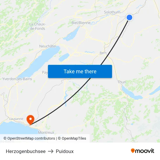Herzogenbuchsee to Puidoux map