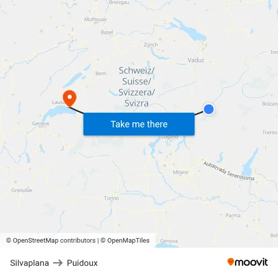 Silvaplana to Puidoux map