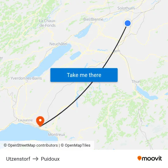 Utzenstorf to Puidoux map