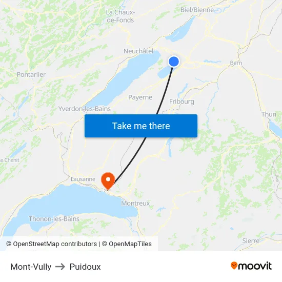 Mont-Vully to Puidoux map
