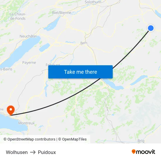 Wolhusen to Puidoux map