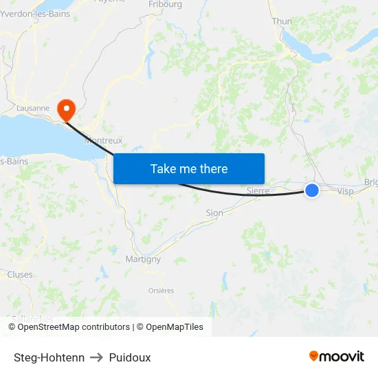 Steg-Hohtenn to Puidoux map