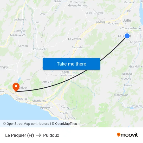 Le Pâquier (Fr) to Puidoux map