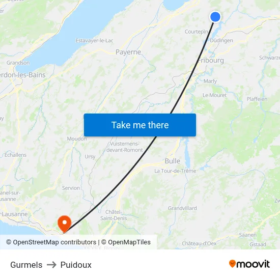 Gurmels to Puidoux map