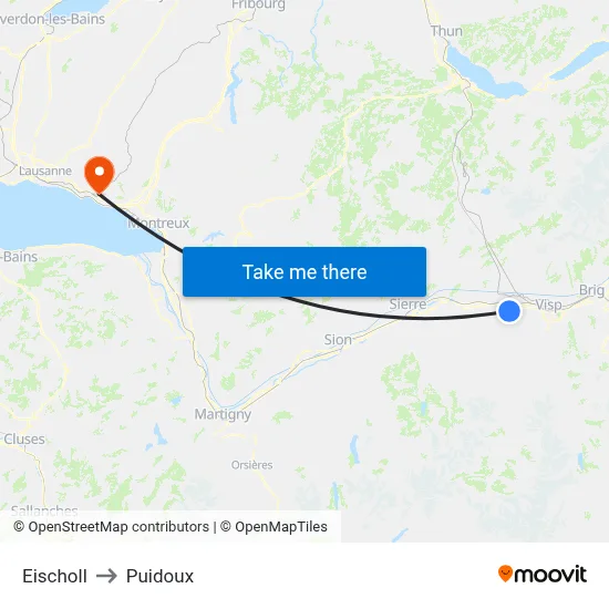 Eischoll to Puidoux map