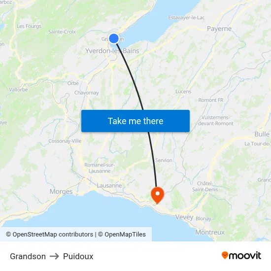 Grandson to Puidoux map