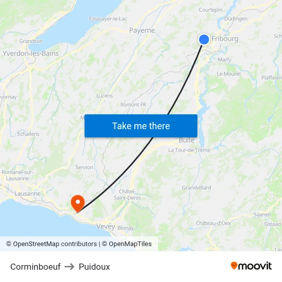 Corminboeuf to Puidoux map