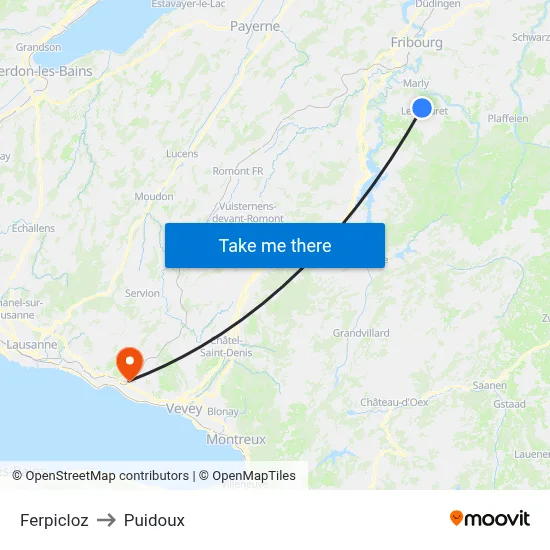 Ferpicloz to Puidoux map