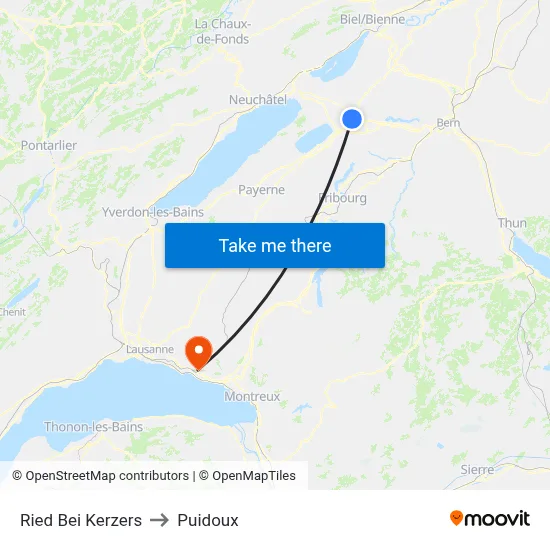 Ried Bei Kerzers to Puidoux map